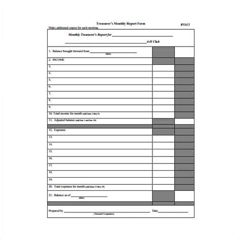 treasurer report template pdf